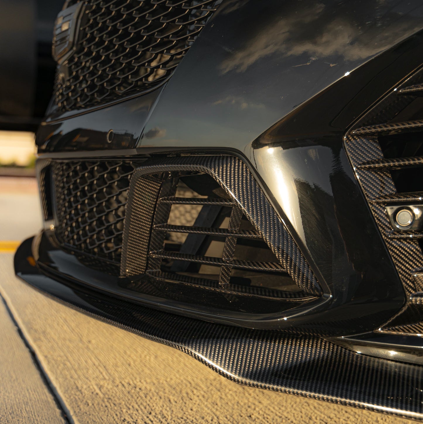 2022-2024 Cadillac CT5-V Blackwing Gloss Carbon Fiber Lower Grille Bezels (Pair)