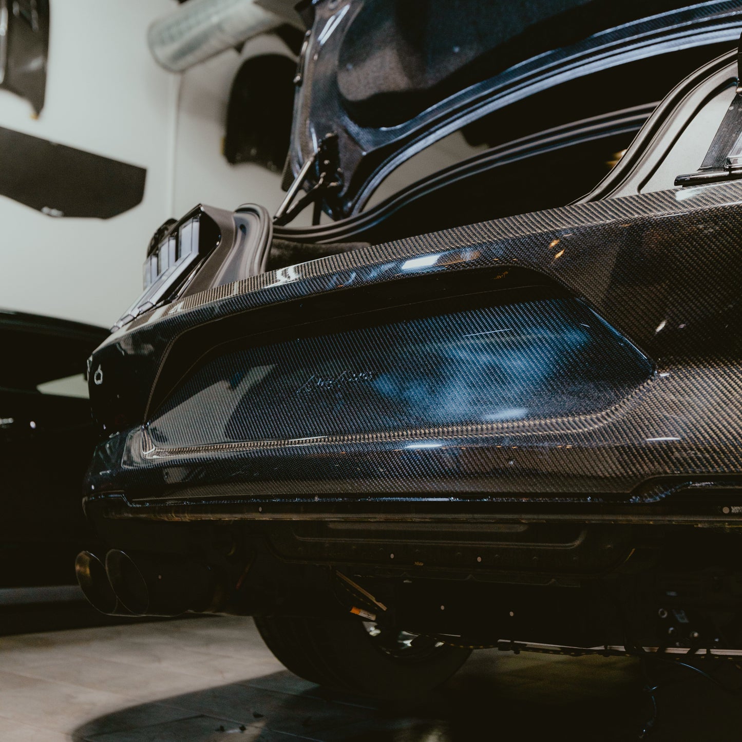 2015-2023 Ford Mustang GT500 Style Double Sided Full Carbon Fiber Track Package Rear Bumper Conversion