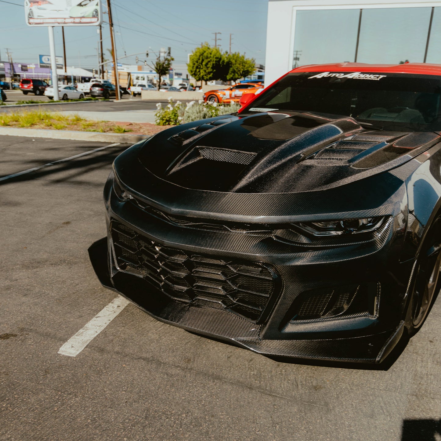 2019-2025 Chevy Camaro SS RS LT Black Panther ZL1 1LE 1PC Full Gloss Carbon Fiber Track Package Front Bumper Conversion for RS Headlights
