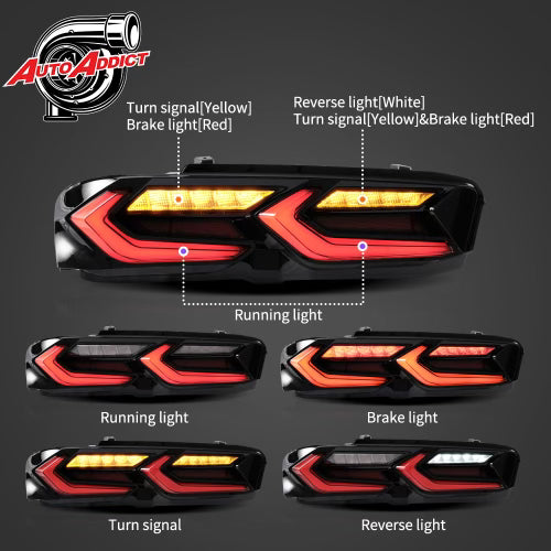 2019-2025 CHEVY CAMARO UMBRA LED TAILLIGHTS GLOSS BLACK/SMOKE LENS