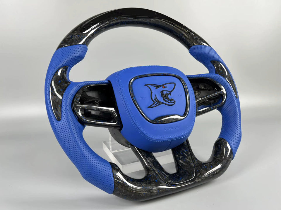 CUSTOM LED CARBON FIBER STEERING WHEEL + CUSTOM AIRBAG