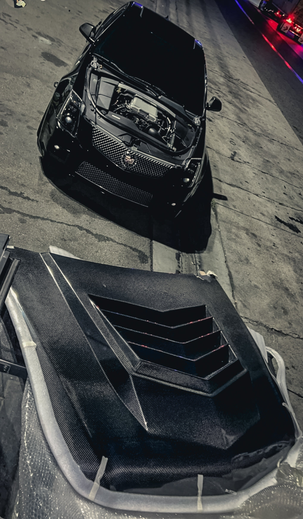 2008-2012 CADILLAC CTS V STYLE CARBON FIBER HOOD