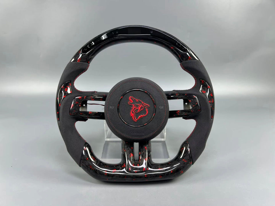 CUSTOM LED CARBON FIBER STEERING WHEEL + CUSTOM AIRBAG