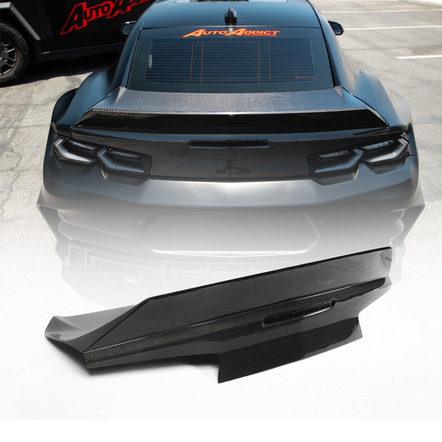 2016-2024 Camaro Type-X Double Sided Gloss Carbon Fiber Trunk W/ Integrated Spoiler