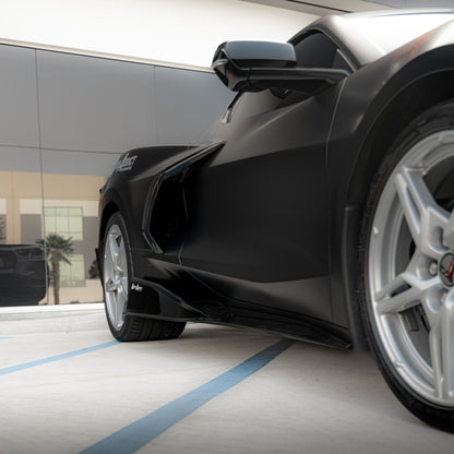 2020-2024 Corvette C8 Stingray Evo Style Side Skirts Gloss Black Pair
