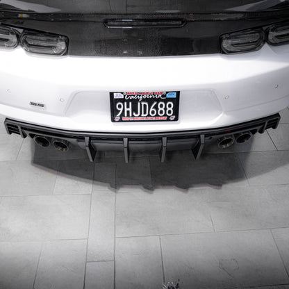 2016-2025 Chevy Camaro Evo Style Shark Fins Rear Diffuser Quad/Single Tips SS/RS/LT & ZL1 w/ Smoke Reflectors