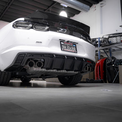 2016-2025 Chevy Camaro Evo Style Shark Fins Rear Diffuser Quad/Single Tips SS/RS/LT & ZL1 w/ Smoke Reflectors
