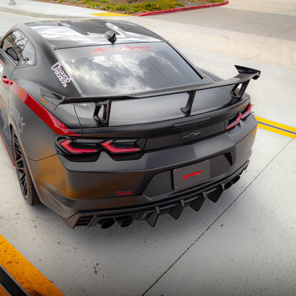 2016-2025 Chevy Camaro Evo Style Shark Fins Rear Diffuser Quad/Single Tips SS/RS/LT & ZL1 w/ Smoke Reflectors