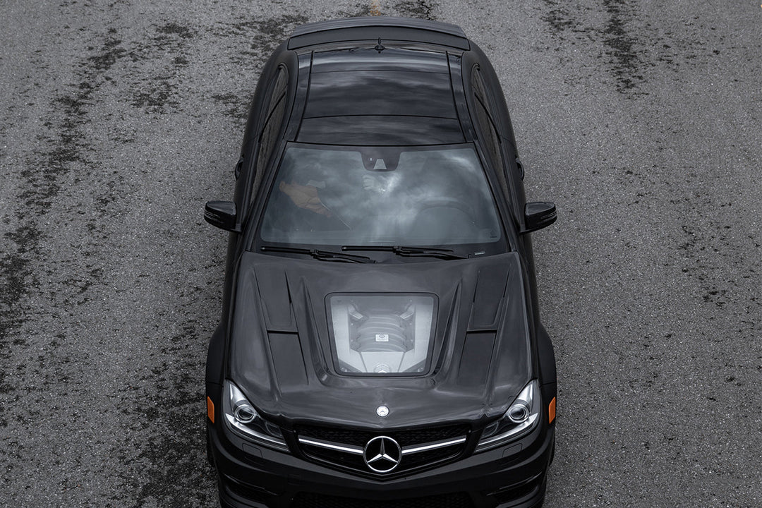 2008-2014 MERCEDES C63 CARBON FIBER HOOD WITH WINDOW