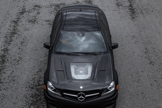 2008-2014 MERCEDES C63 CARBON FIBER HOOD WITH WINDOW
