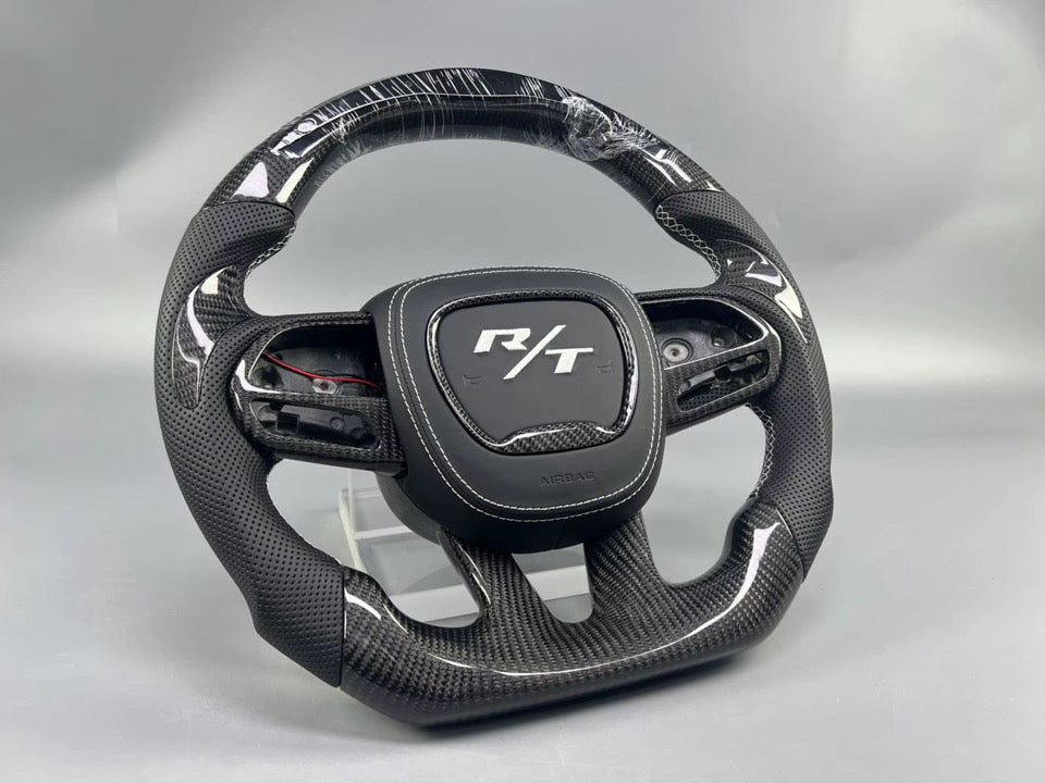 CUSTOM LED CARBON FIBER STEERING WHEEL + CUSTOM AIRBAG