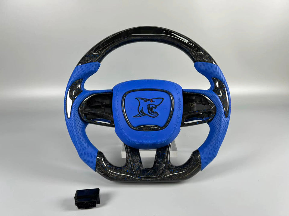 CUSTOM LED CARBON FIBER STEERING WHEEL + CUSTOM AIRBAG
