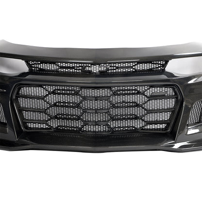 2017-2025 Chevy Camaro ZL1 Black Panther 1PC Full Gloss Carbon Fiber Track Package Front Bumper Conversion