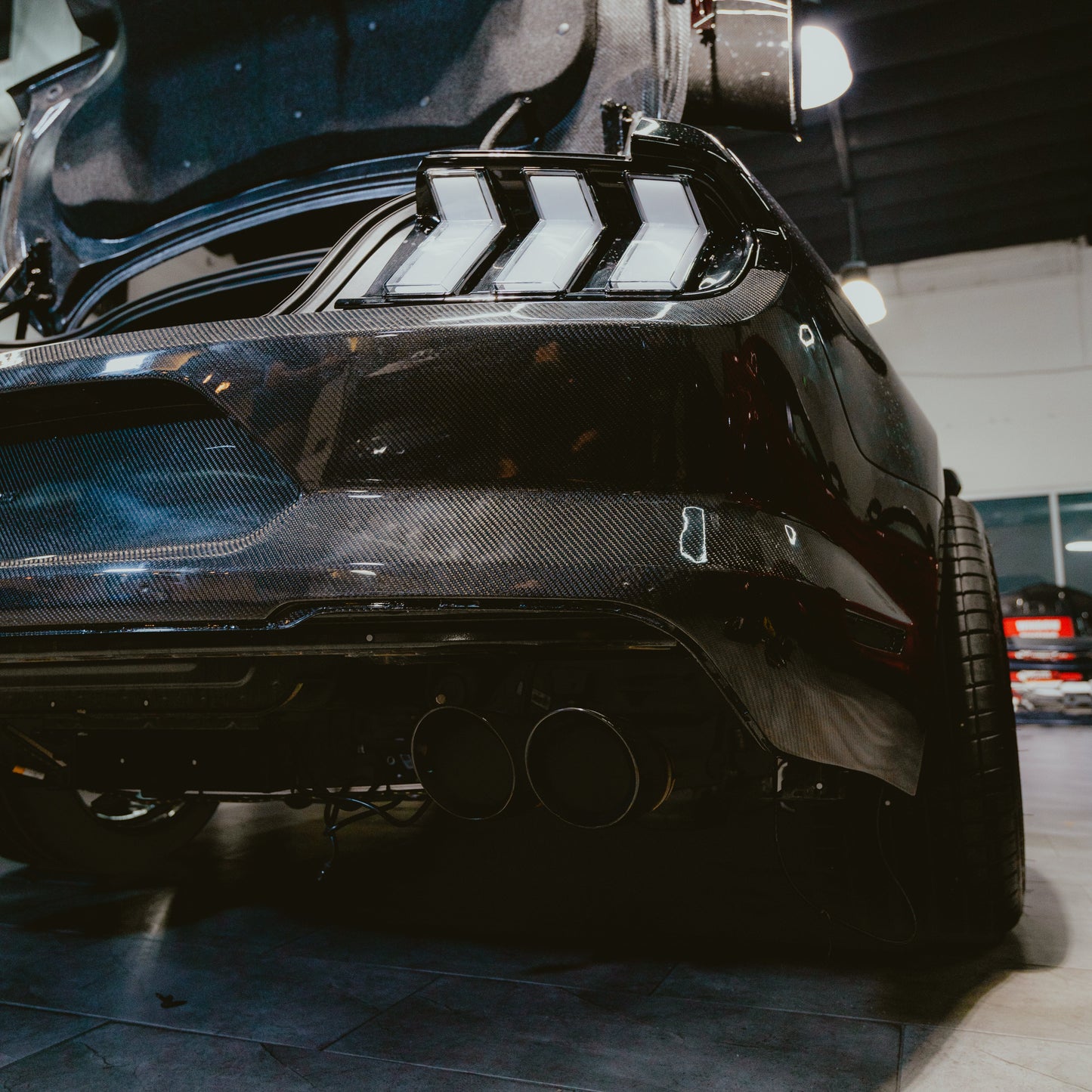 2015-2023 Ford Mustang GT500 Style Double Sided Full Carbon Fiber Track Package Rear Bumper Conversion