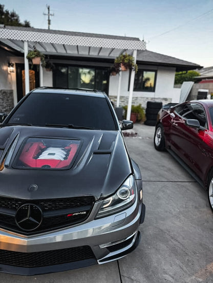 2008-2014 MERCEDES C63 CARBON FIBER HOOD WITH WINDOW