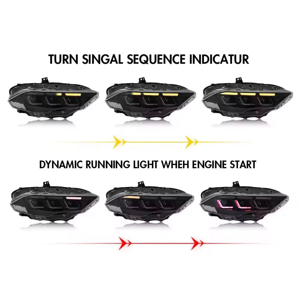 2015-2023 FORD MUSTANG S650 STYLE HEADLIGHTS (RGB)