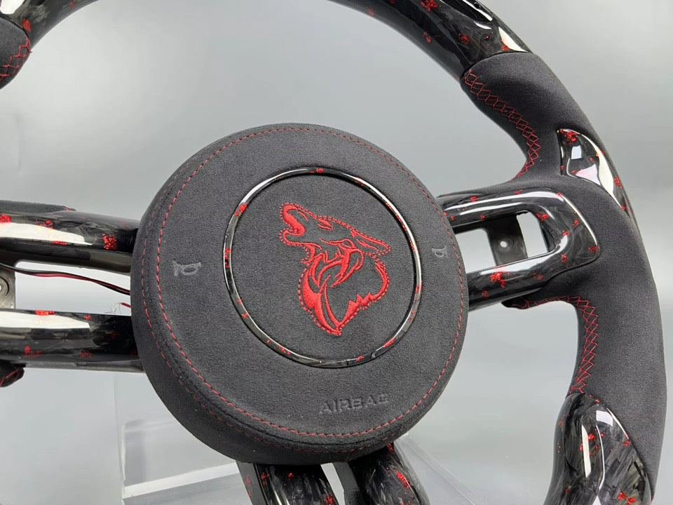 CUSTOM LED CARBON FIBER STEERING WHEEL + CUSTOM AIRBAG
