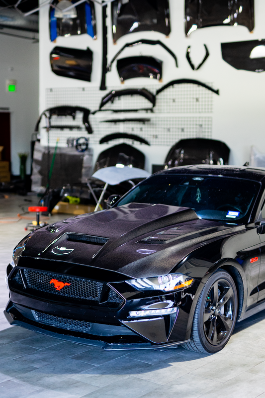 2018-2023 Ford Mustang Gloss Carbon Fiber Hood Terminator Aggressive Style