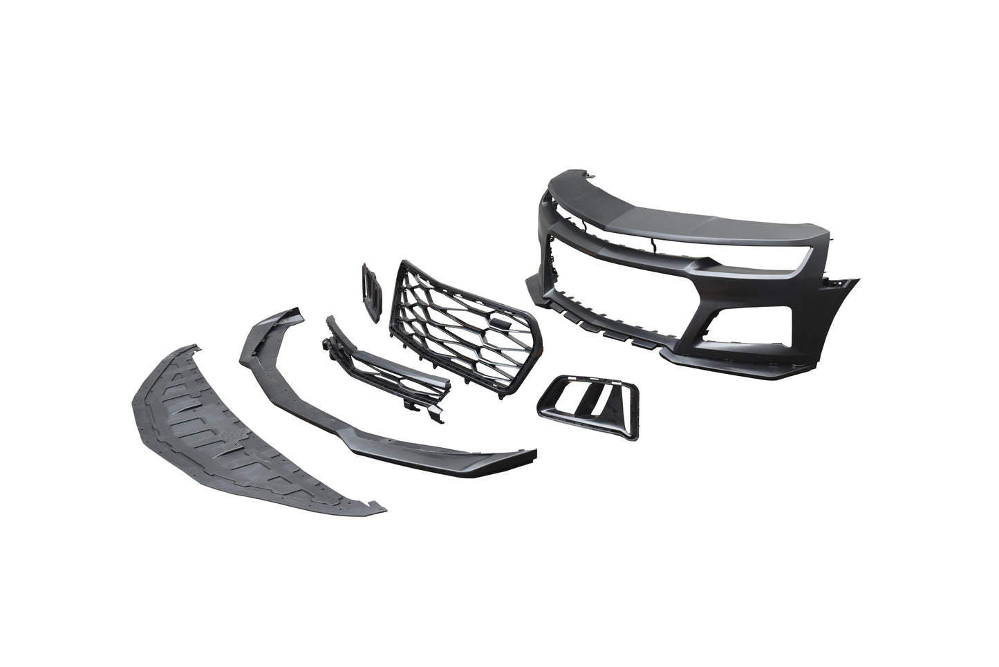 2010-2015 Chevy Camaro ZL1 Front Bumper Conversion 7pcs Full Kit Flat BLK Body Kit
