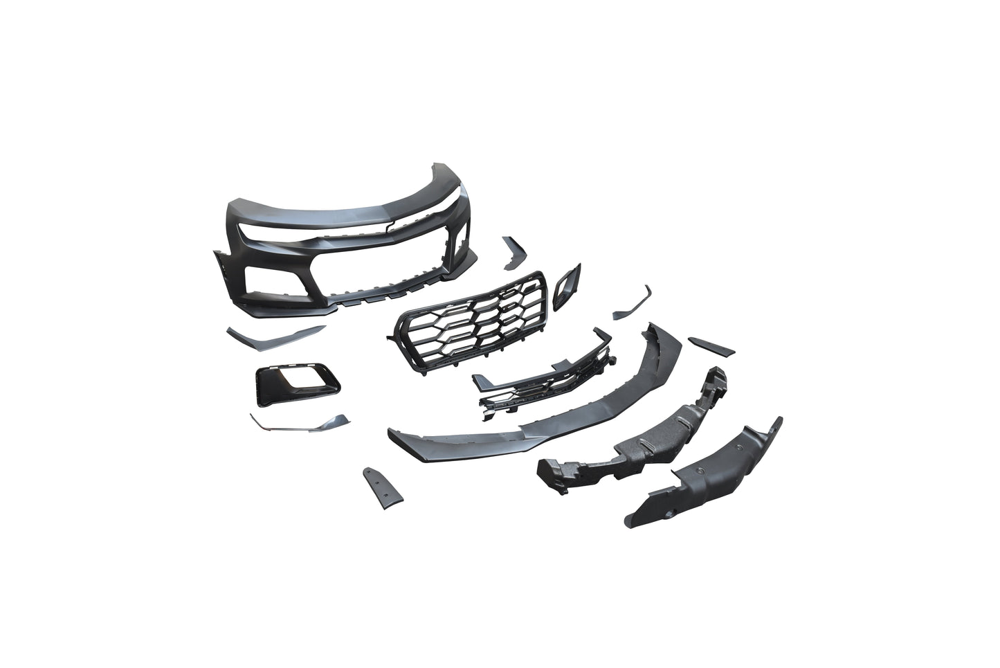 2019-2025 Chevy Camaro ZL1 1LE Track Package Front Bumper Conversion 13pcs Full Kit Flat BLK for Non-RS Headlights