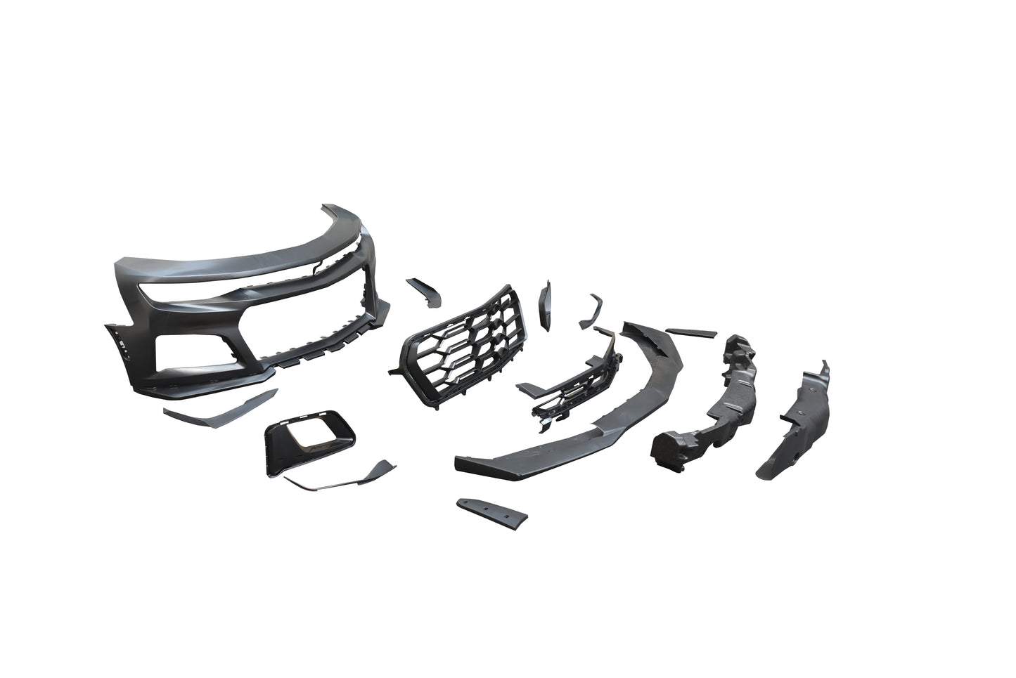 2019-2025 Chevy Camaro ZL1 1LE Track Package Front Bumper Conversion 13pcs Full Kit Flat BLK for Non-RS Headlights