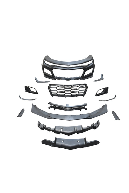 2019-2025 Chevy Camaro ZL1 1LE Track Package Front Bumper Conversion 13pcs Full Kit Flat BLK for Non-RS Headlights