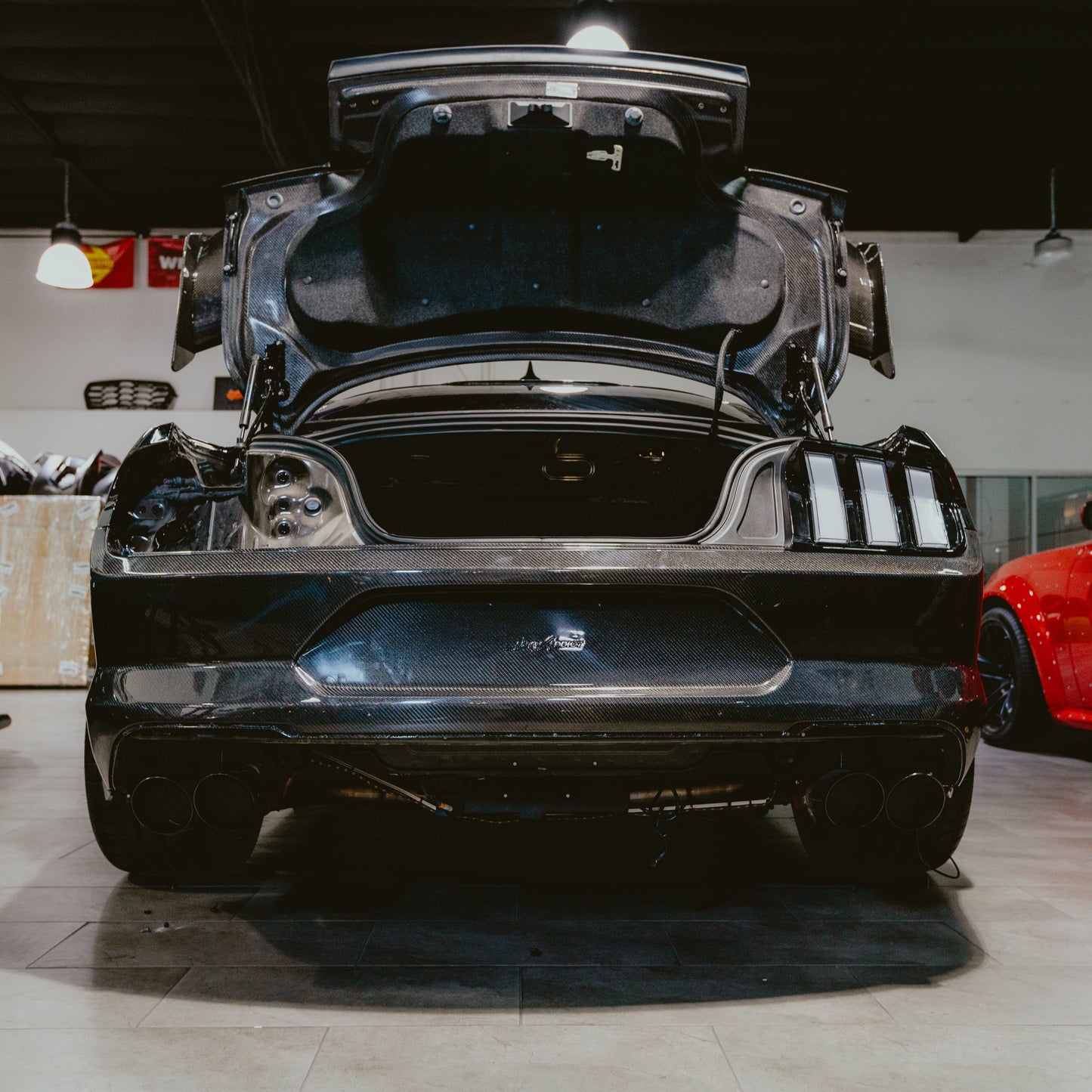 2015-2023 Ford Mustang GT500 Style Double Sided Full Carbon Fiber Track Package Rear Bumper Conversion