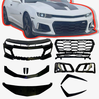 2010-2015 Chevy Camaro ZL1 1LE Track Package Front Bumper Conversion 11pcs Full Kit Flat BLK Body Kit