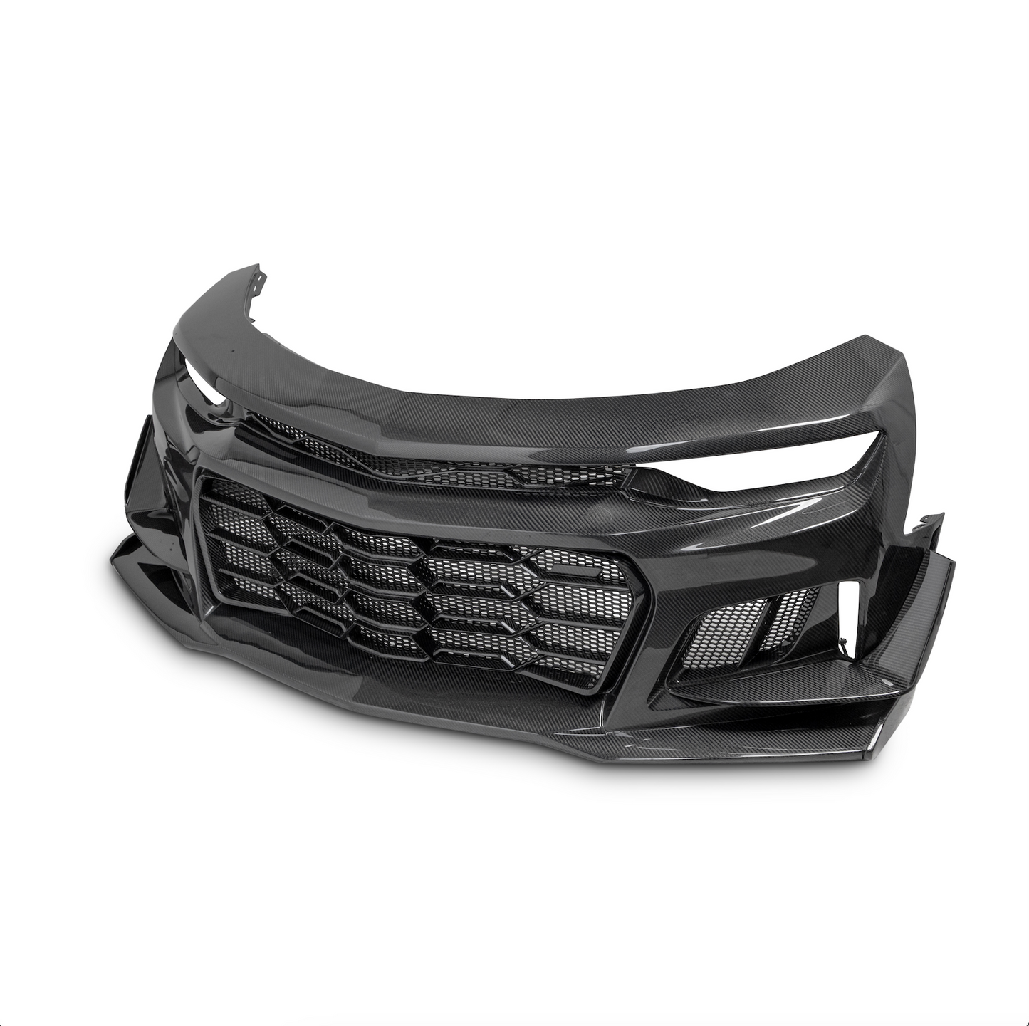 2019-2025 Chevy Camaro SS RS LT Black Panther ZL1 1LE 1PC Full Gloss Carbon Fiber Track Package Front Bumper Conversion for RS Headlights