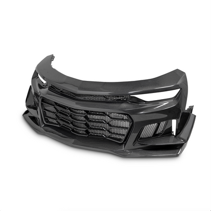 2019-2025 Chevy Camaro SS RS LT Black Panther ZL1 1LE 1PC Full Gloss Carbon Fiber Track Package Front Bumper Conversion for RS Headlights