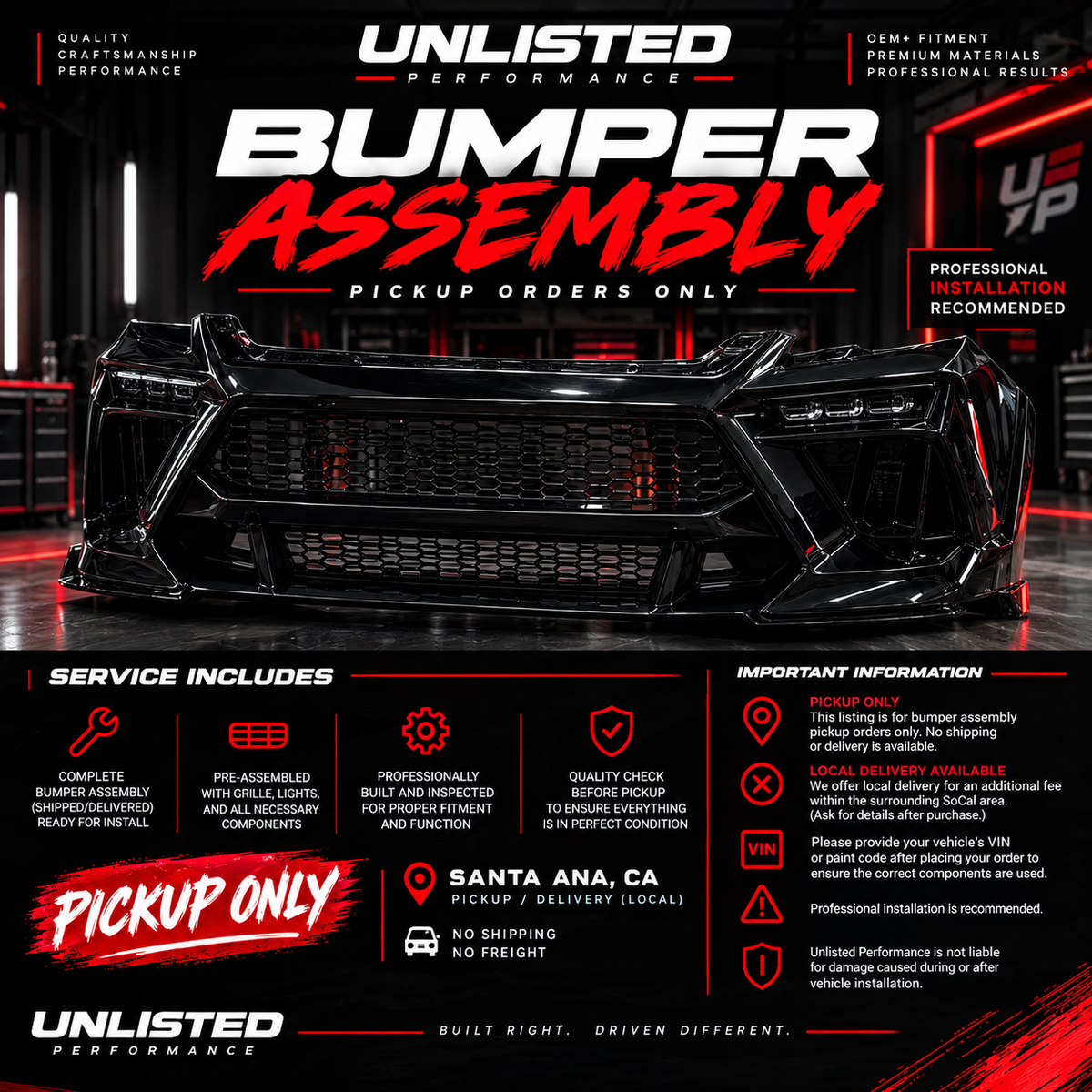 BUMPER ASSEMBLY (pick up orders)