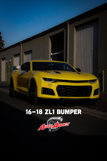 2016-2018 Chevy Camaro ZL1 Front Bumper Conversion 7pcs Ful Kit Flat BLK