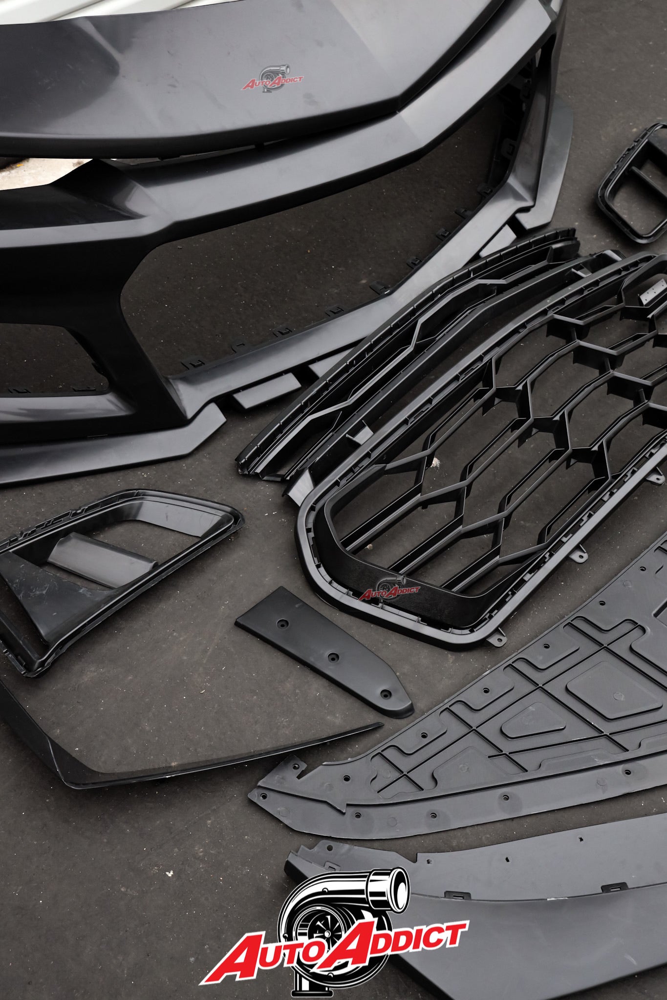 2010-2015 Chevy Camaro ZL1 1LE Track Package Front Bumper Conversion 11pcs Full Kit Flat BLK Body Kit