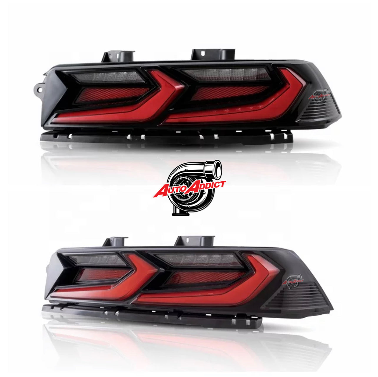 2012-2013 CHEVY CAMARO VELOX LED TAILLIGHTS GLOSS BLACK/RED LENS + CUSTOM HARNESS